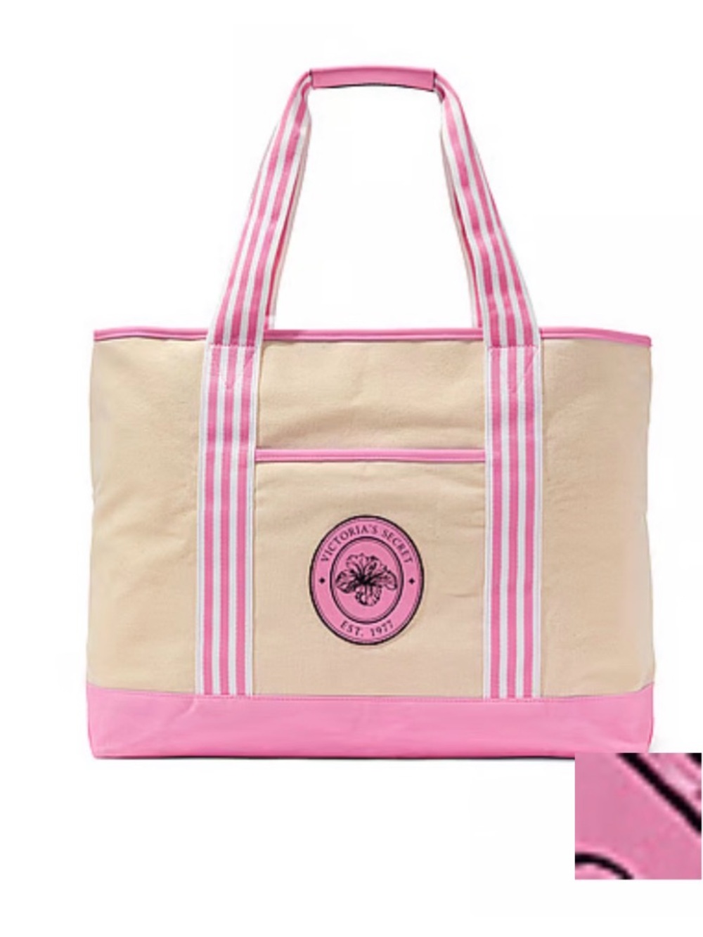 NWT Victoria's Secret | Pink & Cream Canvas Tote Bag